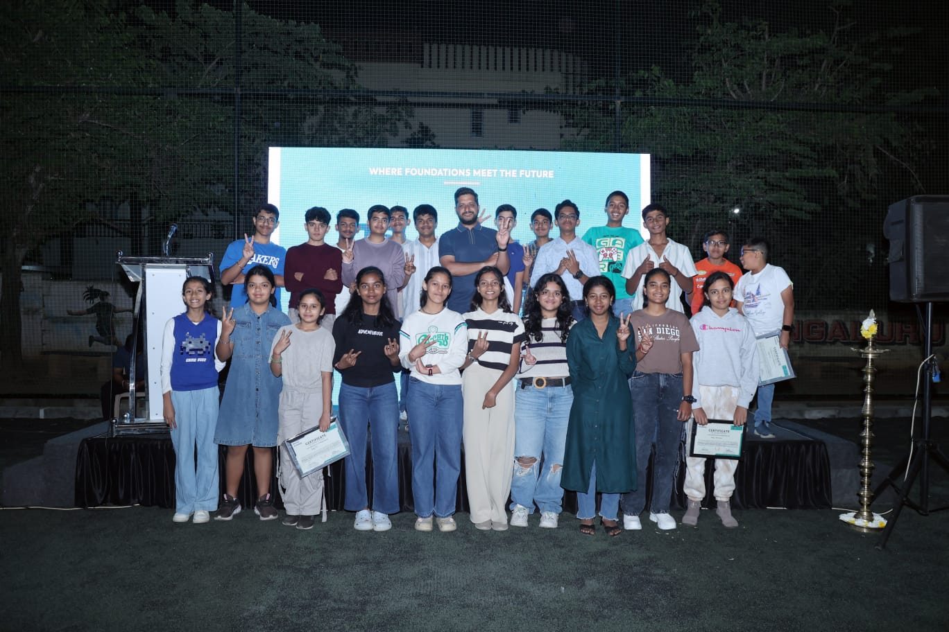 Gravity Academy students with the founder